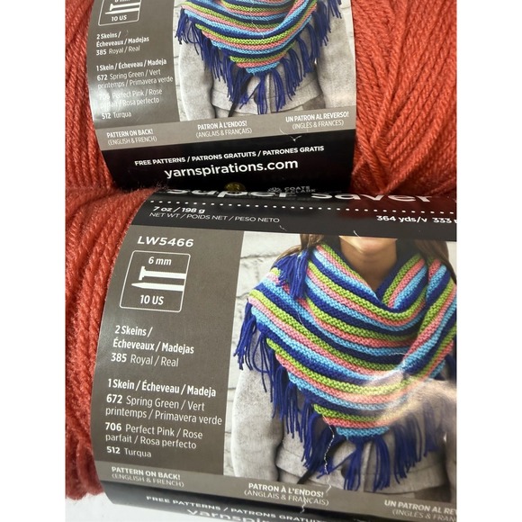 Red Heart Super Saver Yarn Coral 5 Skeins 7oz 364 Yds Each - Picture 3 of 8